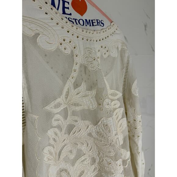 Sundance Reach For Beauty Top Sheer Cami XS Marshmallow Ivory Lace Crochet Boho - Picture 6 of 15